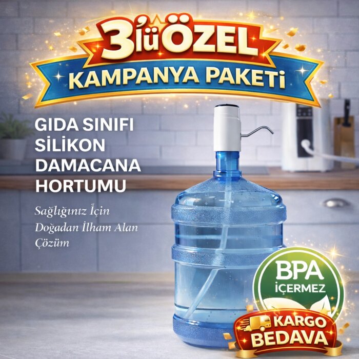 Dyzer Gıda Uyumlu Silikon Şarjlı Damacana Su Pompası Hortumu 55CM - 6x8 (Iç Çap: 6 Mm) (Dış Çap: 8 Mm) -BPA Içermez - 3LÜ AVANTAJ PAKETİ