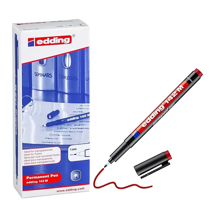 EDDİNG 142 M OHP ASETAT KALEMİ KIRMIZI - 3