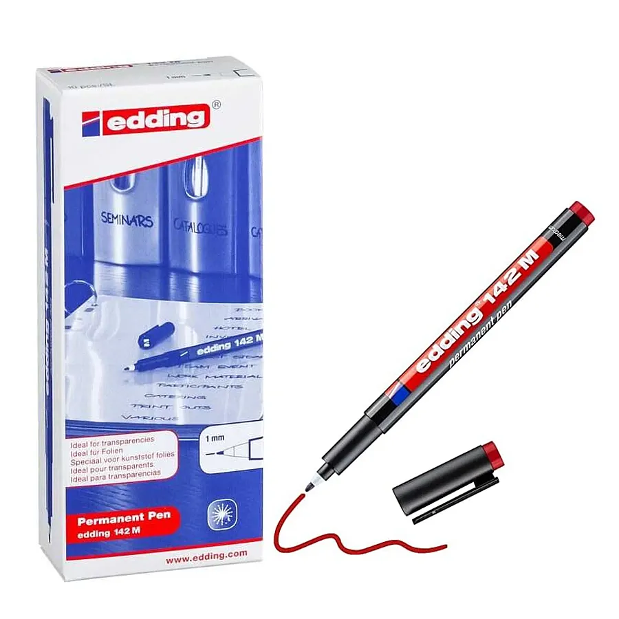 EDDİNG 142 M OHP ASETAT KALEMİ KIRMIZI - 3