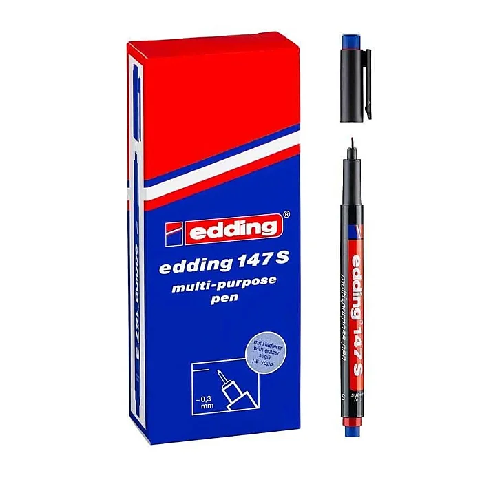 EDDİNG 147 S SİLGİLİ ASETAT KALEMİ MAVİ - 4
