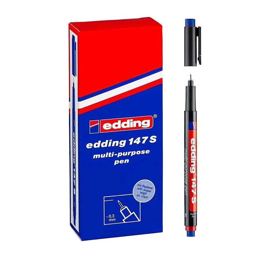 EDDİNG 147 S SİLGİLİ ASETAT KALEMİ MAVİ - 4