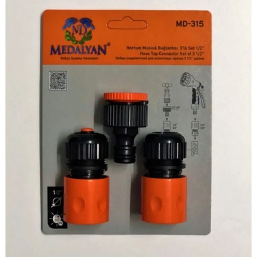 MEDALYAN HORTUM MUSLUK BAĞLANTISI 3LÜ 1/2" MD-315 - 2